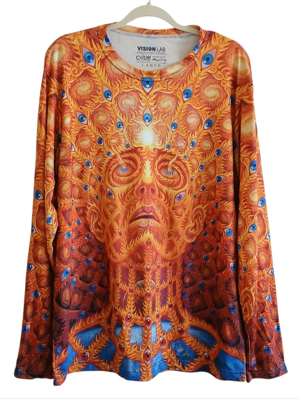 VISION LAB Alex Grey Oversoul The Cosm Collection Long Sleeve Shirt Men's L Eyes